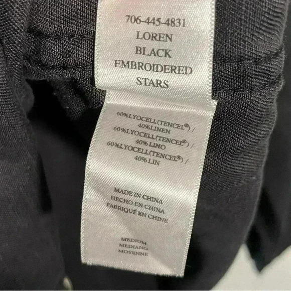 Rails Loren Black Metallic Embroidered Stars Long Sleeve Button Down Shirt Sz M - Picture 6 of 10